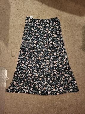 Joe B Black Maxi Skirt with Peach & White Floral Print